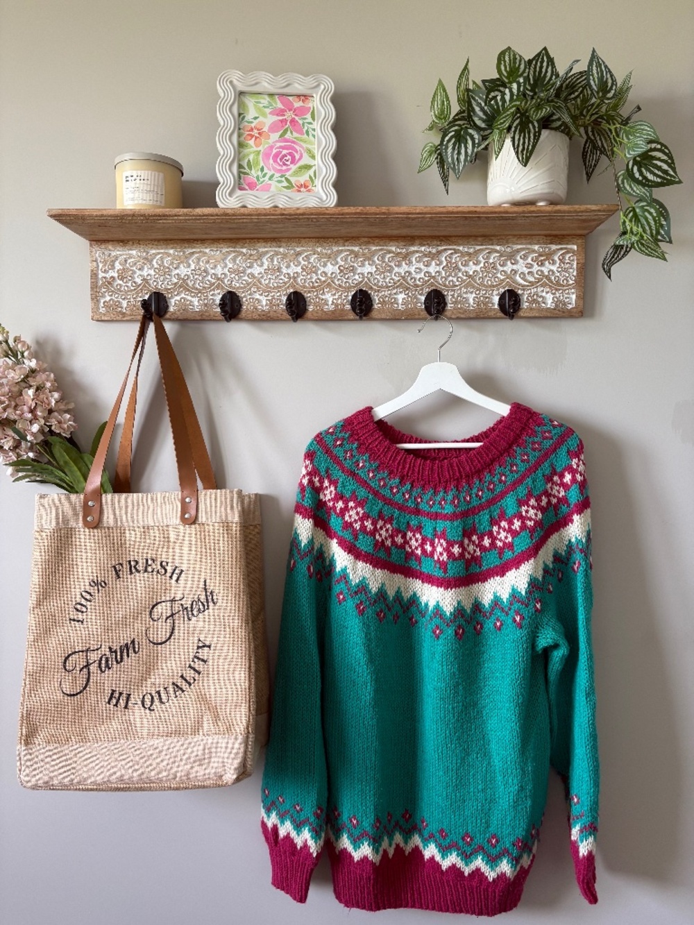 Teal + Berry Fair Isle Sweater